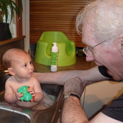 Bath time in the sink!