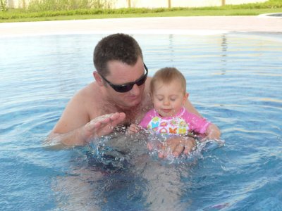 First swim with Daddy