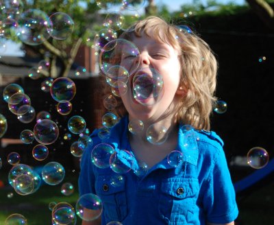 Never tires of bubbles.