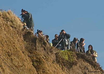 This was a better vantage point to capture the action.
There were lots of spectators along the cliff too.