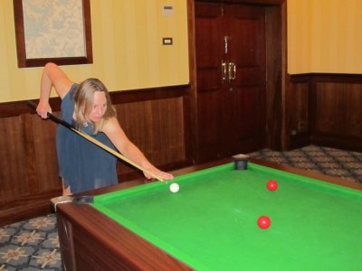 Sarah at the Pool Table