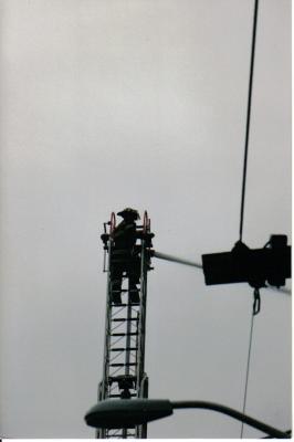 Brockton Firefighter on Ladder