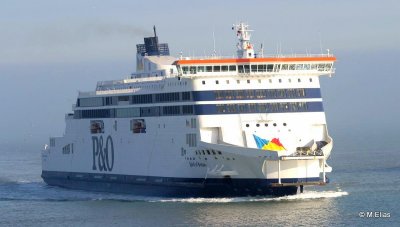 Spirit of Britain arrives at Dover from Calais on her afternoon sailing.