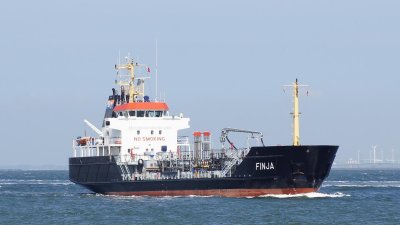 Finja on her way to Gent coming from Cuxhaven.