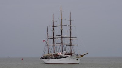 Sea Cloud pictured arriving from Amsterdam.