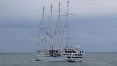 Wind Spirit  pictured leaving the port for Dieppe.