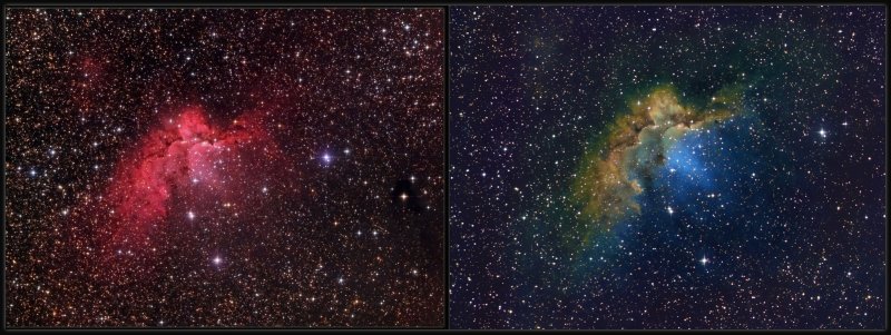 Wizard nebula - side by side