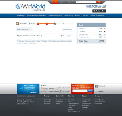 WinWorld customer pricing form