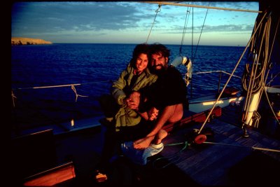 Sharon and Howard aboard Nirvana off Shadwan island 1979