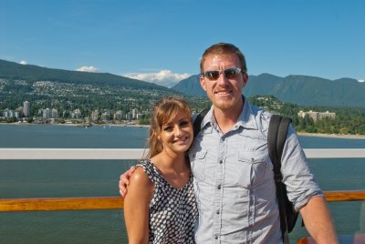 Both of us on the deck of the Disney Wonder as we pull out of Vancouver Harbor.jpg