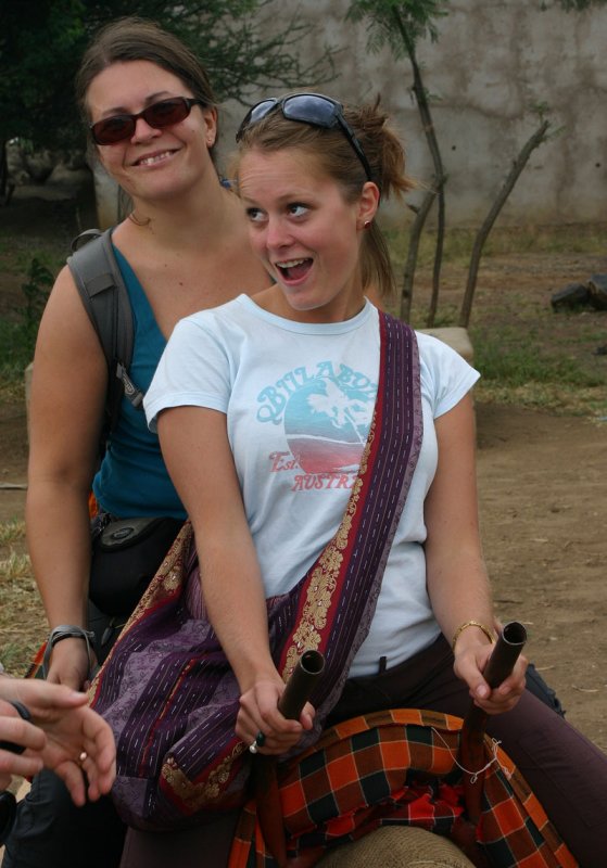 Louise tries to look classy riding a camel!  8o)
