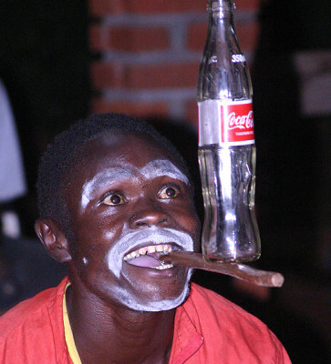 Balancing Coke bottles! - Ngorogoro Safari Resort, Tanzania. Later he did the same thing with two bottles!