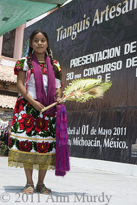 Girl from Ocumicho with palm