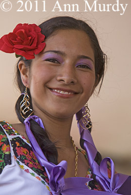 Dancer with purple ribbons