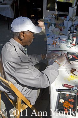 Fred Kennedy working on monoprint