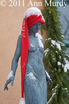 Sculpture with Christmas cap
