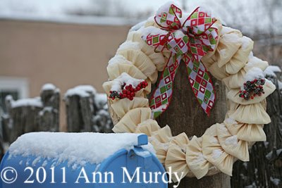 Christmas wreath and mailbox