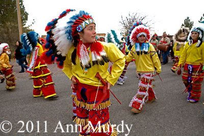 Guadalupana Aztecas in procession