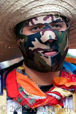 Dancer with camouflage mask