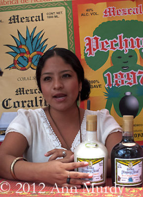 Lady speaking about mezcal
