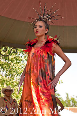 Model wearing dress by Orlando Dugi