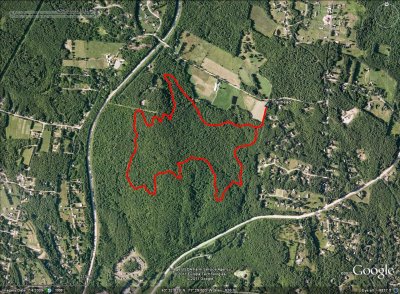 Ramblin Vewe Farm Hike on Google Earth Satellite Image