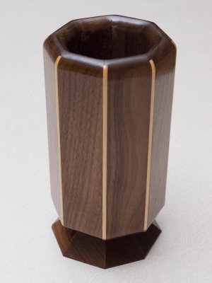 8 1/2 x 4 1/2 inch walnut vase