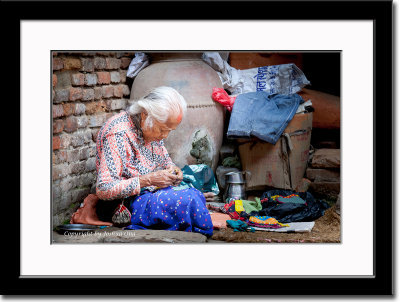An Eldery Woman Knitting