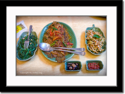 Kangkung (Some Sort of Water Spinach), Fish Dish and Kredok