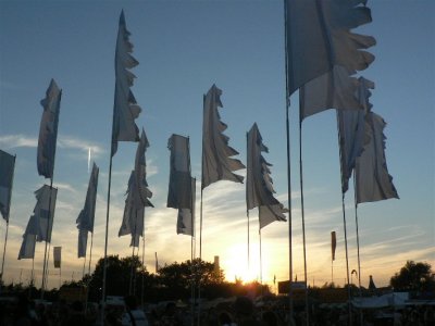 Flags At Sunset