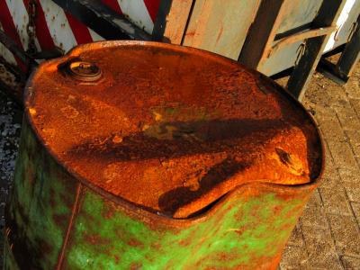 Rusty oil drum
