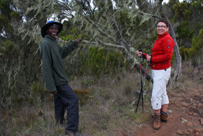 Jola and Josephat during acclimatization climbing to Maundi Crater