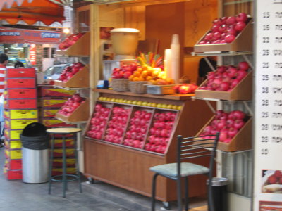 pomegranate juice stand in Jerusalem