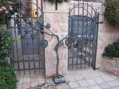 Back in Jerusalem-cool gate inside 1800s settlement next to Machane (Market) Yehuda