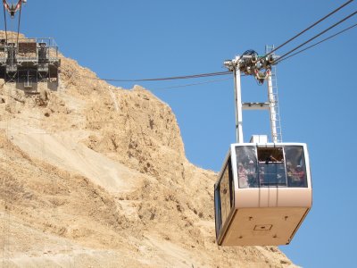 Going up to Masada-passing the descending cable car