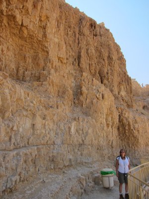 Galina hiking back up to the main part of Masada