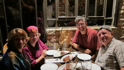 back in Jerusalem-after a fun dinner off Jaffa Rd in Jerusalem-Galina Alida Rich and Miles