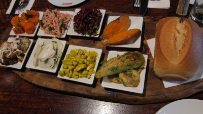 lunch at Doreen steakhouse near the Golan-first was the salad course-all was yummy
