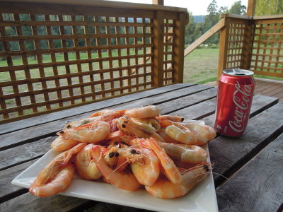 eating at the balcony of our cottage