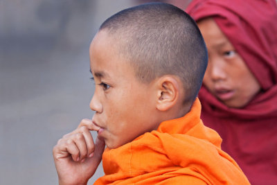 Young Monk plunged in thought