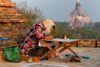 Painting the skyline of Bagan
