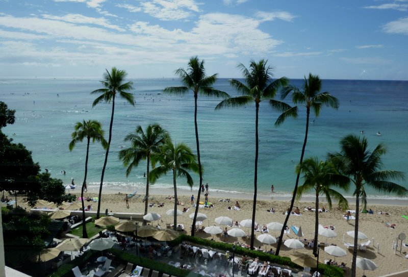 Waikiki Beach from room at the Mona Surfrider