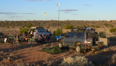 Evening Drinks at camp on WAA Line, Simpson Desert