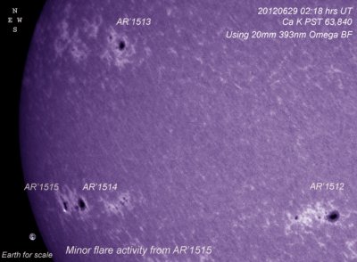 20120629 02:18 hrs UT CaK 63 8402HS0003 with Omega 393nm 20mm BF, AR 1515 minor flare