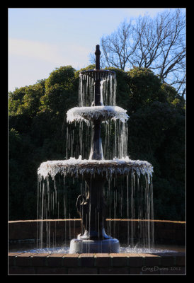 Half-frozen fountain