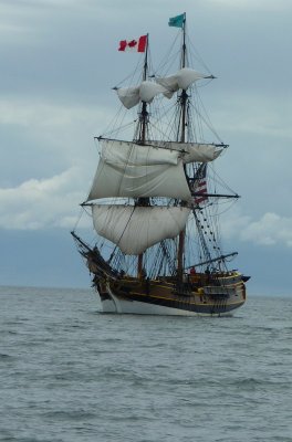 Sailing ship approaching Victoria Harbor, Victoria, BC
