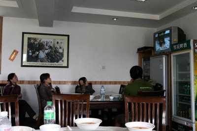 Restaurant staff is mesmerized by TV soap opera