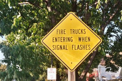 Fire Trucks Entering When Signal Flashes