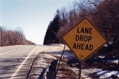 Lane Drop Ahead (Hancock, MA)