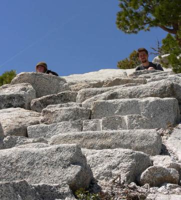 Up the granite steps on sub dome